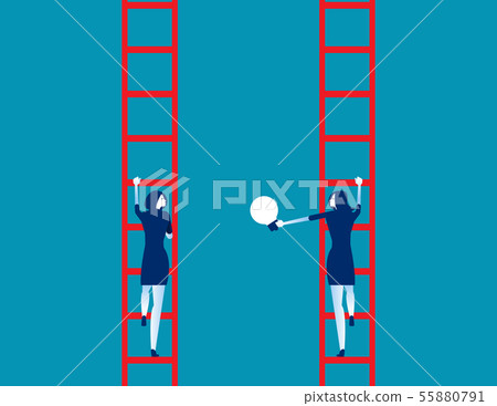 Business people climbs stairs and share Business people climbs stairs and share 55880791