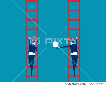 Business people climbs stairs and share Business people climbs stairs and share 55880794