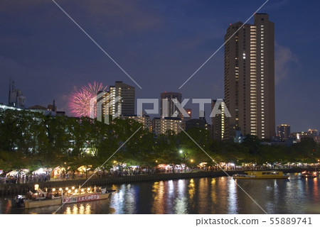 天神祭祀大阪(大阪)煙火表演 天神祭祀大阪(大阪)煙火表演 55889741