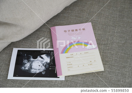 懷孕母親和兒童筆記本迴聲照片 懷孕母親和兒童筆記本迴聲照片 55899850