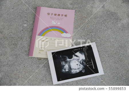 懷孕母親和兒童筆記本迴聲照片 懷孕母親和兒童筆記本迴聲照片 55899853