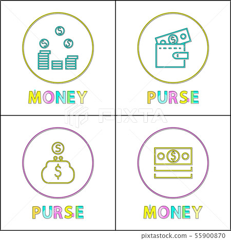Money and Purse Icons Set Vector Illustration 55900870