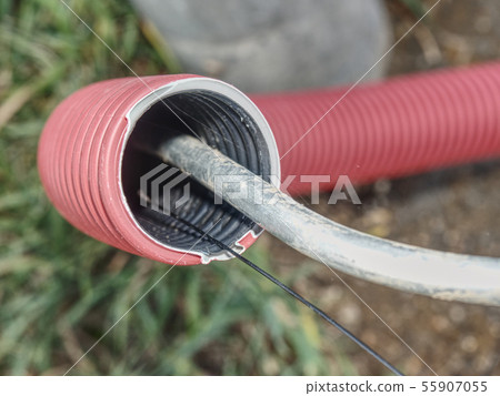 Wire protection for city light system in park. Wire protection for city light system in park. 55907055