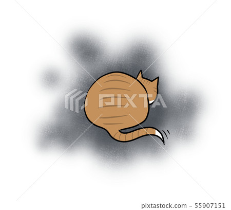 Depressed back cat illustration (gray background) 55907151