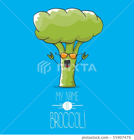 vector funny cartoon cute green broccoli character vector funny cartoon cute green broccoli character 55907478