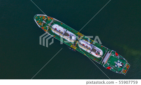 Aerial top view LPG tanker, Business logistic Aerial top view LPG tanker, Business logistic 55907759