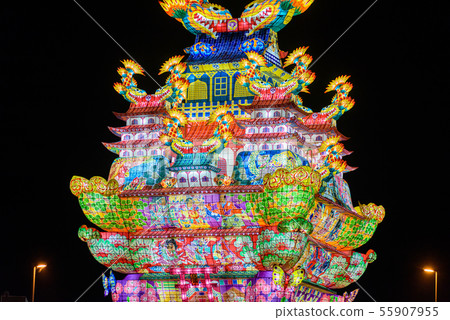 The nighttime castle in the sky 55907955