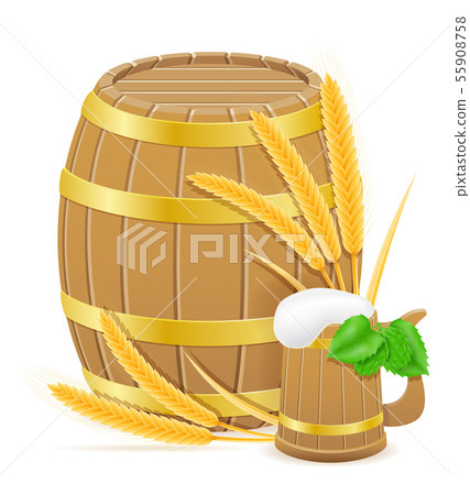 hops and wheat ingredients for making beer vector 55908758