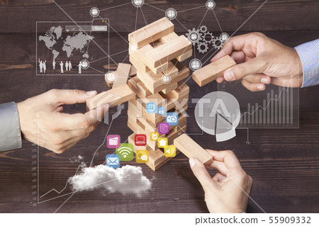 Businessmen Builds a Tower 55909332