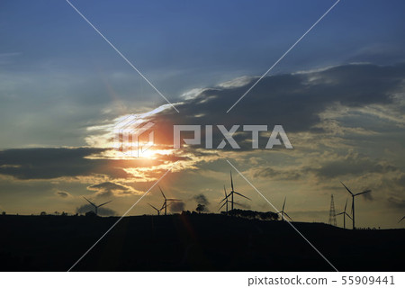 wind turbines on the mountain. wind turbine field wind turbines on the mountain. wind turbine field 55909441