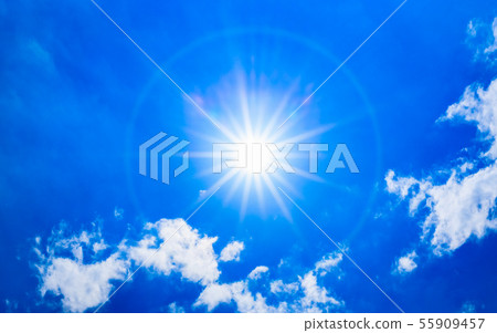 Blue sky, sun and clouds 1 55909457