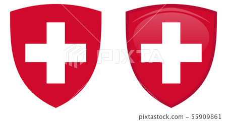 Switzerland coat of arms. White helvetic cross in Switzerland coat of arms. White helvetic cross in 55909861