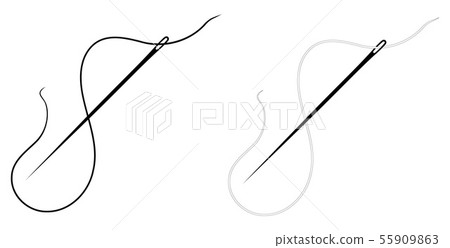 Needle and thread icon, black and white version. Needle and thread icon, black and white version. 55909863