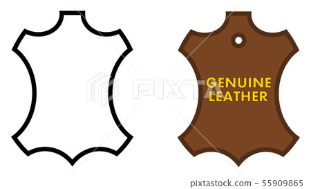 Genuine leather sign. Animal skin outline, black 55909865