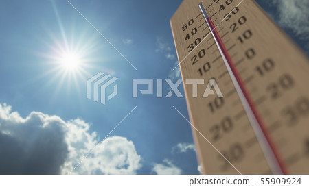 Outdoor thermometer reaches 40 forty degrees centigrade. Weather forecast related 3D rendering 55909924