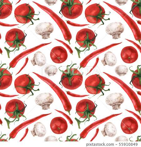 Watercolor realistic food pattern Watercolor realistic food pattern 55910849