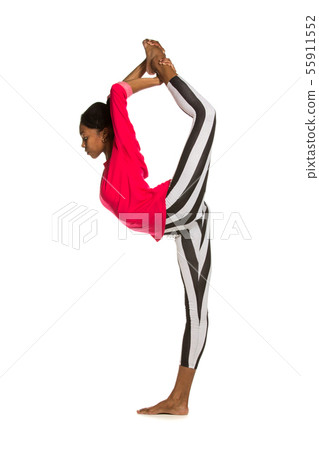 Vertical splits. Latina dancer girl, isolated 55911552