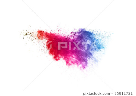 Colorful powder explosion on white background. Colorful powder explosion on white background. 55911721