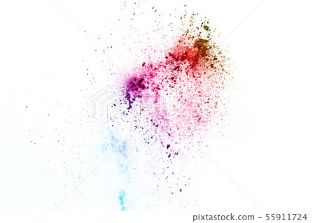 Colorful powder explosion on white background. Colorful powder explosion on white background. 55911724