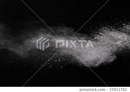 White powder explosion on black background. White powder explosion on black background. 55911782