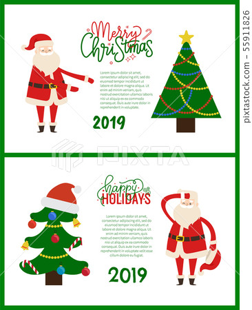 Merry Bright Greeting Card Santa Holding Hands Up Merry Bright Greeting Card Santa Holding Hands Up 55911826