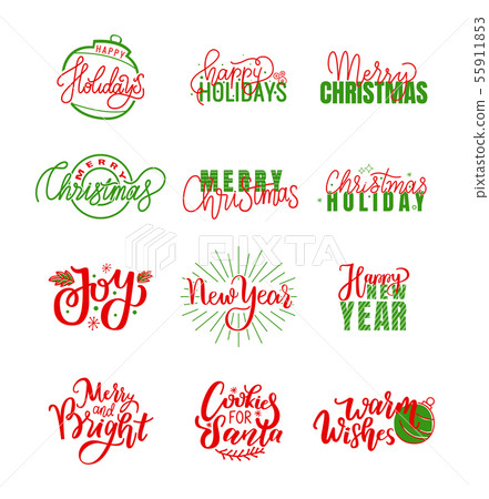Happy Holidays Warm Wishes, Merry Bright Lettering 55911853