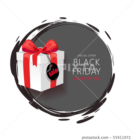 Black Friday Emblem, Gift Box with Sale Price Tag 55911972