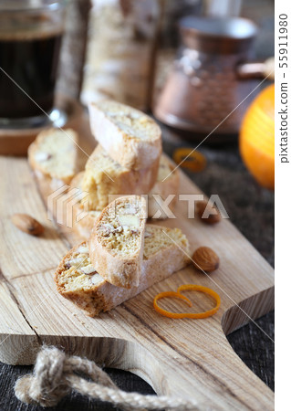 Italian cookies: almond cantucci with orange peel Italian cookies: almond cantucci with orange peel 55911980