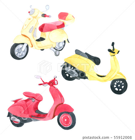 Vespa Motorcycle watercolor collection hand paint 55912008