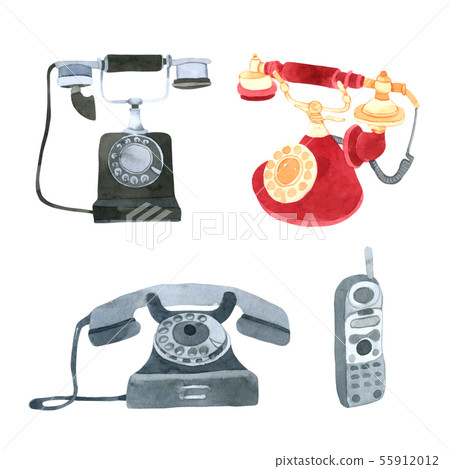 Telephone watercolor collection hand paint Telephone watercolor collection hand paint 55912012