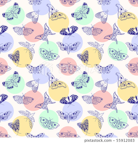 pattern with butterflies and moths - Stock Illustration [55912083] - PIXTA