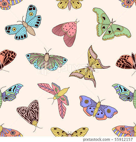 pattern with butterflies and moths - Stock Illustration [55912157] - PIXTA