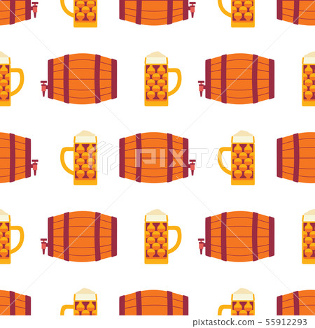 Beer Fest hand drawn flat color vector seamless pattern 55912293