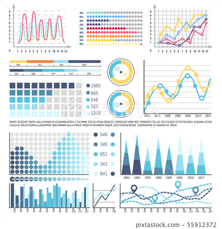 Infographics and Charts with Curves, Data Analysis 55912372