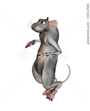 3D grey rat 55912560