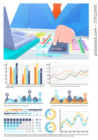 Infographics and Business man Calculating Info 55912845
