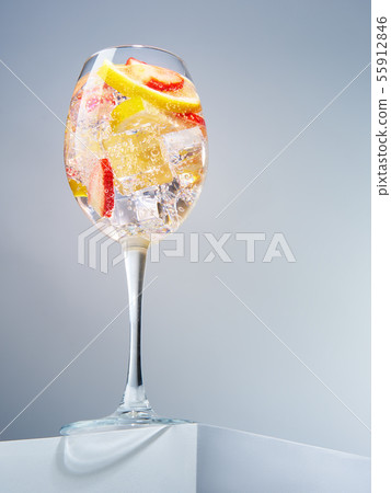 Refreshing lemonade in glass Refreshing lemonade in glass 55912846