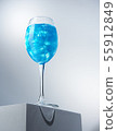 Delicious blue cocktail with ice-cubes 55912849