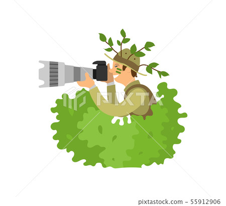 Paparazzi Photographer Spy in Bushes, Freelancer Paparazzi Photographer Spy in Bushes, Freelancer 55912906