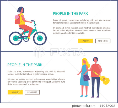 People in Park Girl Riding Bike, Couple Walking People in Park Girl Riding Bike, Couple Walking 55912908