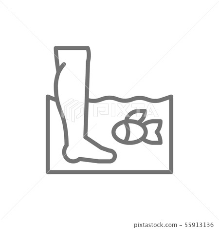 Garra Ruf fish massage, fish spa pedicure line icon. 55913136