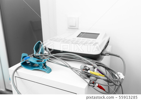 close-up of the sensor electrode ECG machine 55913285