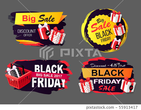 Discounts on Black Friday Promotional Icons Set Discounts on Black Friday Promotional Icons Set 55913417