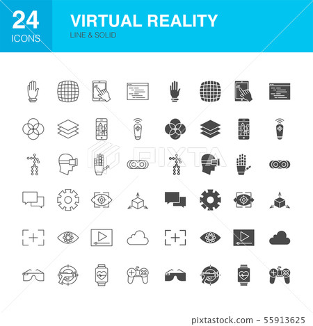 Virtual Reality Line Web Glyph Icons 55913625