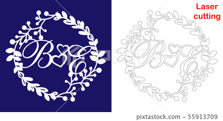 Wedding monogram for laser cutting. B E initials Wedding monogram for laser cutting. B E initials 55913709