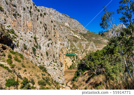 El Chorro gorge along the famous Caminito del Rey path in Andalusia, Spain 55914771