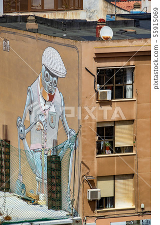 Main street buildings in Cartagena, Murcia, Spain 55915069