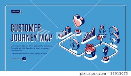 Customer journey map isometric landing page banner 55915075