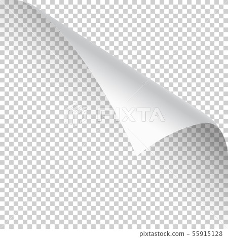 Curled page corner with shadow on transparent background. Blank sheet of paper. Vector illustration. 55915128
