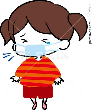 女孩患有咳嗽 55915863